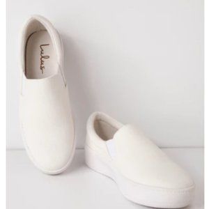 Lulu's White Canvas Slip-On Platform Sneakers